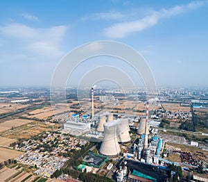 Aerial view of thermal power plant