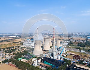 Aerial view of thermal power plant