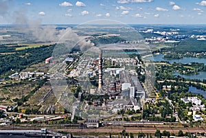 Aerial view of the thermal power plant