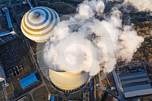 Aerial view of thermal power plant