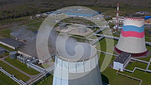 Aerial view of a thermal power plant. Cogeneration plant.