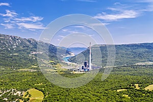 An aerial view of thermal power plant Plomin, Istria, Croatia