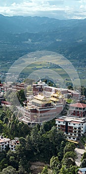 Aerial view of the Thrangu Tashi Yangtse Monastery or Namo Buddha Monastery. Nepal