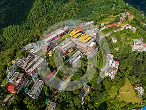 Aerial view of the Thrangu Tashi Yangtse Monastery or Namo Buddha Monastery. Nepal