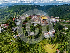 Aerial view of the Thrangu Tashi Yangtse Monastery or Namo Buddha Monastery. Nepal