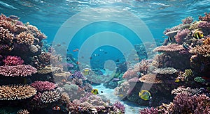 Aerial View of a Thriving Coral Reef Ecosystem, generative ai photo