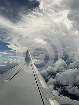 Aerial view of thunderstorm large thunderstorm clouds