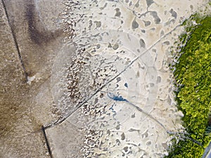 Aerial view of tidal channels and gullies, Waddenzee, Holland