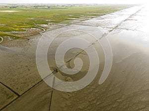 Aerial view of tidal channels and gullies, Waddenzee, Holland photo