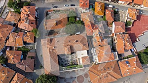 Aerial view of the tile roofs of old town