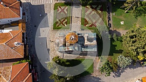 Aerial view of the tile roofs of old town