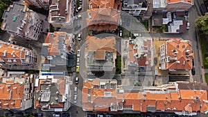 Aerial view of the tile roofs of old town