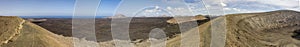 Aerial view of Timanfaya, national park, panoramic view of volcanoes. . Lanzarote, Canary Islands, Spain