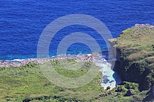 Aerial view of Tinian coast