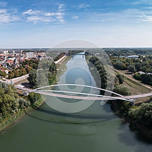 Aerial view of Tiszavirag bridge