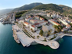 Aerial view of Tivat town and Porto Montenegro photo