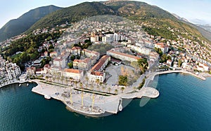 Aerial view of Tivat town and Porto Montenegro photo