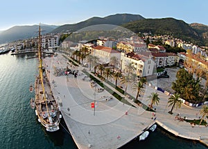 Aerial view of Tivat town and Porto Montenegro photo