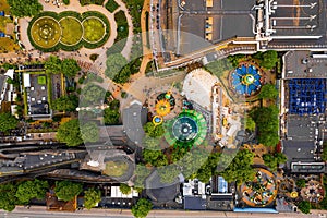 Aerial view of the Tivoli Gardens amusement park in Copenhagen, Denmark