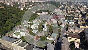 Aerial view to Ascension Convent woman monastery Sts. Florus and Laurus at Podil region, Kyiv, U