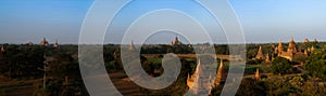 Aerial view to Bagan at sunset Myanmar
