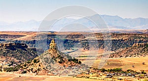 Aerial view to basotho holy mountain, symbol of Lesotho near Maseru, Lesotho