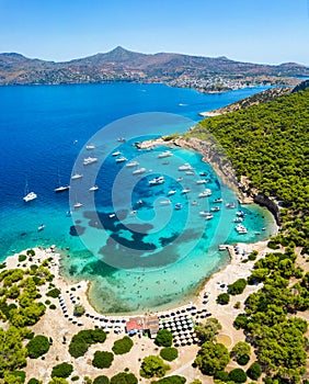 Aerial view to the beach of Moni island, Greece photo