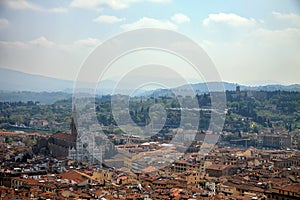 Aerial view to Bologna town in summer