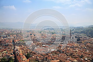 Aerial view to Bologna town in summer