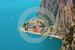 Aerial view to Campione del Garda photo