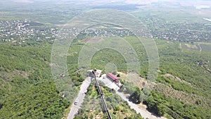 Aerial view to center of Sighnaghi town in Georgia`s region of Kakheti. Signagi