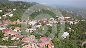 Aerial view to center of Sighnaghi town in Georgia`s region of Kakheti. Signagi