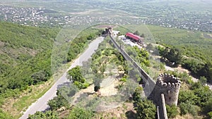 Aerial view to center of Sighnaghi town in Georgia`s region of Kakheti. Signagi