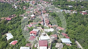 Aerial view to center of Sighnaghi town in Georgia`s region of Kakheti. Signagi