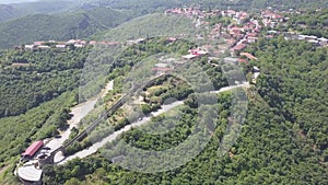 Aerial view to center of Sighnaghi town in Georgia`s region of Kakheti. Signagi