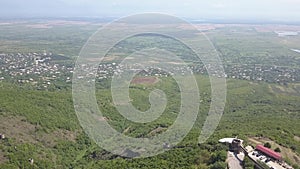 Aerial view to center of Sighnaghi town in Georgia`s region of Kakheti. Signagi