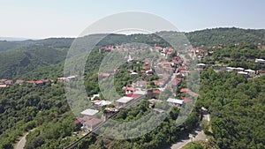 Aerial view to center of Sighnaghi town in Georgia`s region of Kakheti. Signagi