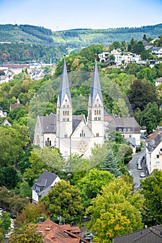 aerial view to the church of Siegen Germany photo