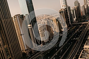 Aerial view to Dubai downtown city center