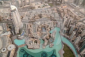 Aerial view to Dubai from top of Burj Khalifa skyscraper