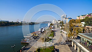 Aerial view to embankment of Rostov-on-Don. Russia