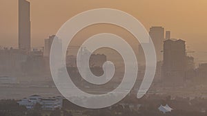 Aerial view to Festival city district timelapse with construction site