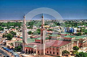 The Aerial view to Grand Mosque in Nouakchott, Mauritania