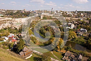 Aerial view to Kamianets-Podilskyi, Ukraine