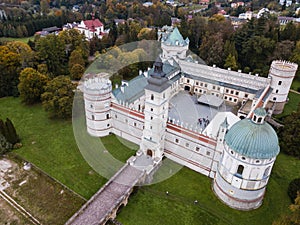 Aerial view to Krasicki Palace in Krasiczyn, Poland