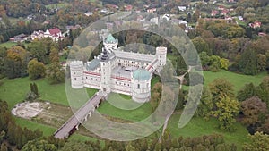 Aerial view to Krasicki Palace in Krasiczyn, Poland