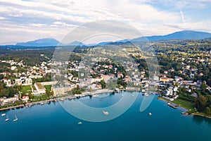 Aerial view to Lake WÃ¶rthersee in the Carinthia KÃ¤rnten region in the South of Austria