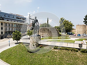 Aerial view to Monument of King Erekle II in Telavi. Kakheti region. Georgia