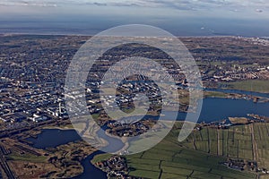 Aerial view to National Park Zuid-Kennemerland in Netherlands