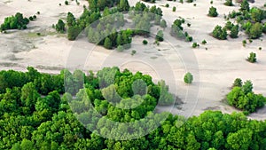 Aerial view to natural Ukrainian desert near Kitsevka, Kharkiv region